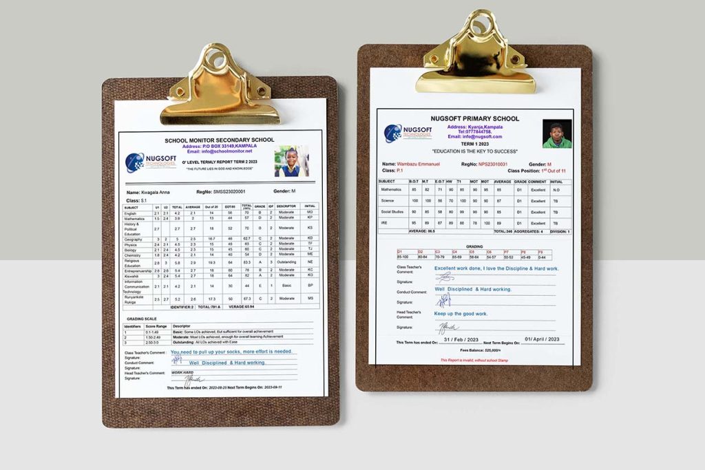 School-Monitor-Report-cards-system-generated-on-clip-board